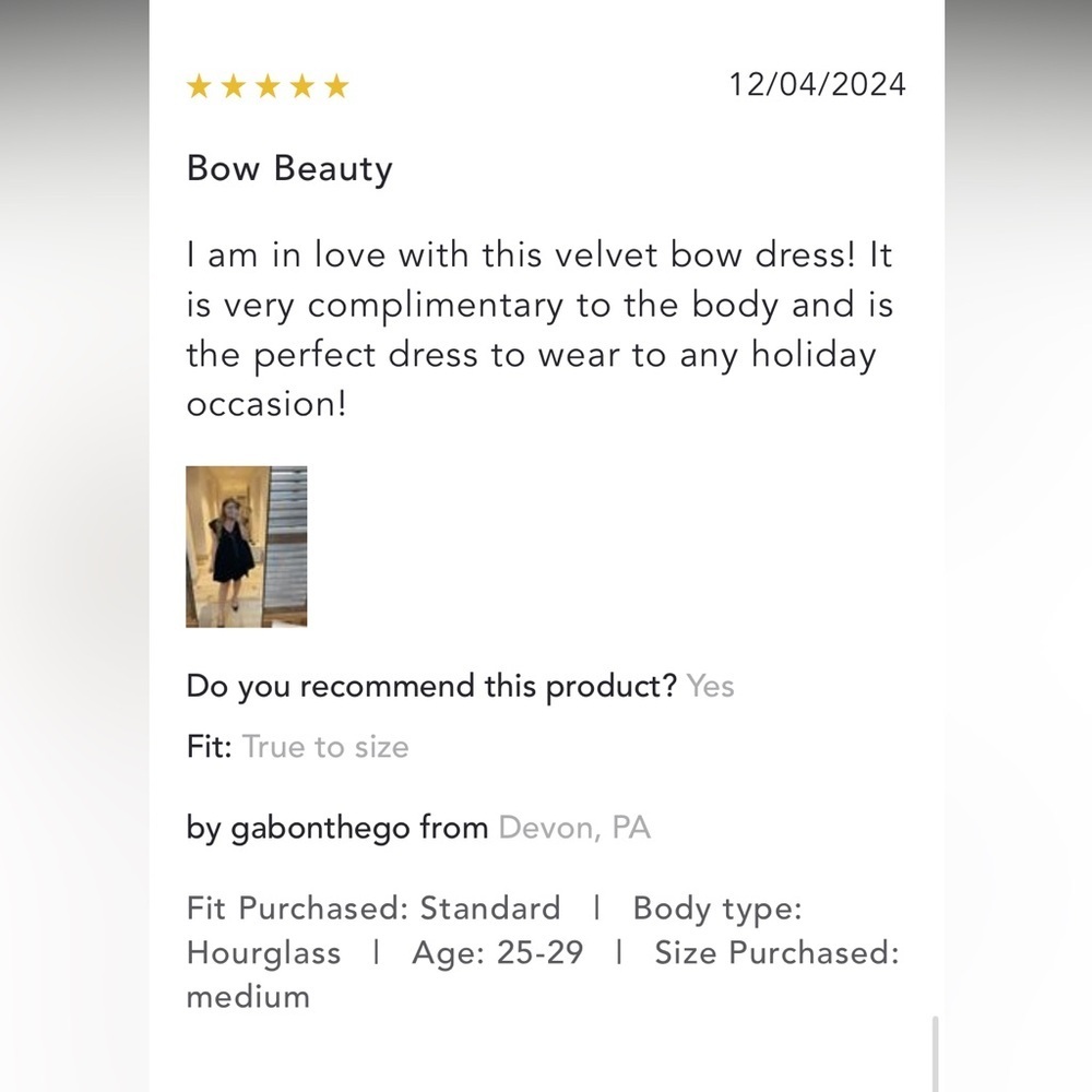Anthropologie NWT Endless Rose Velvet Bow
Mini Dress size S. - Picture 10 of 16